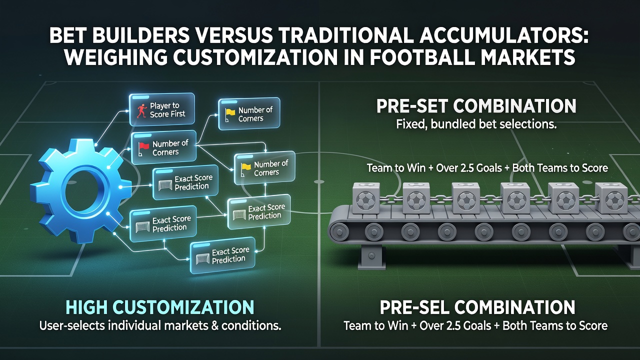Football stadium scene with digital betting overlays highlighting custom bet options during a live match