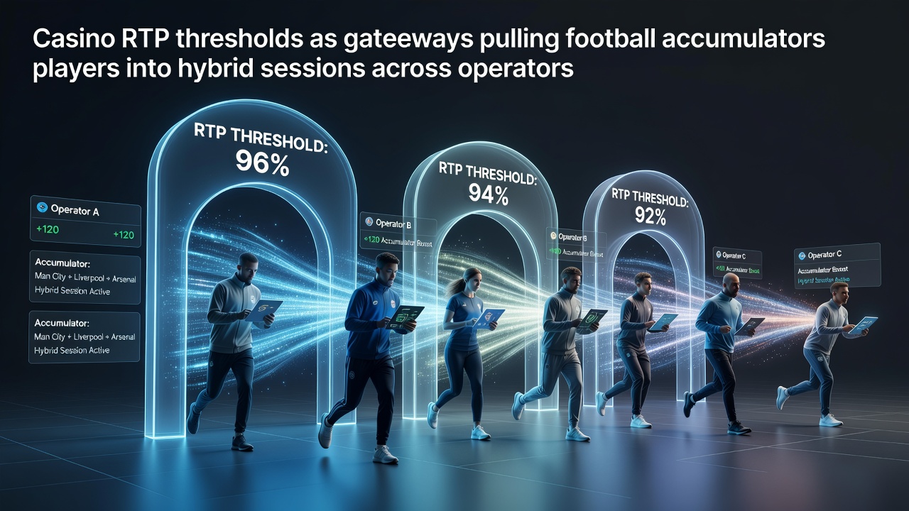 Illustration of casino RTP thresholds influencing football accumulator players to explore hybrid gaming sessions