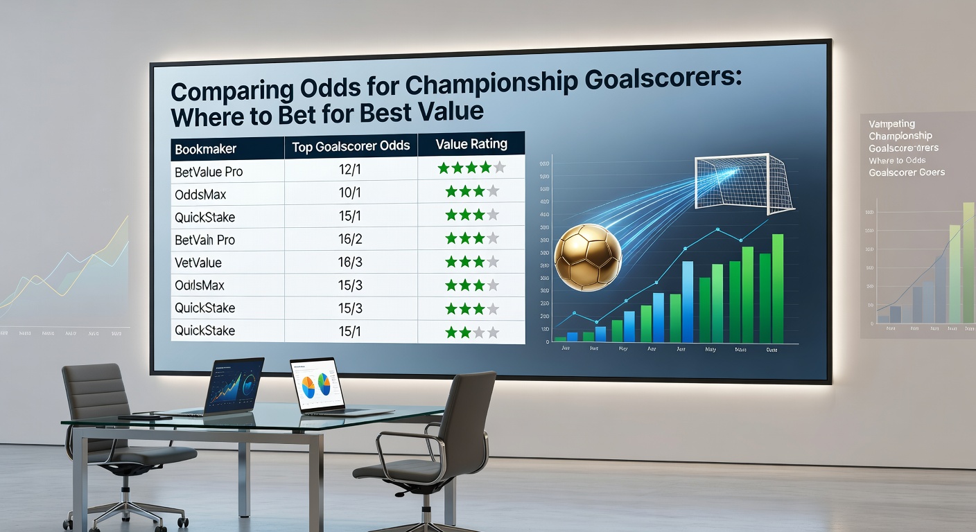 Screenshot of odds comparison table for top Championship goalscorers, featuring fluctuating prices from multiple bookmakers during a live match