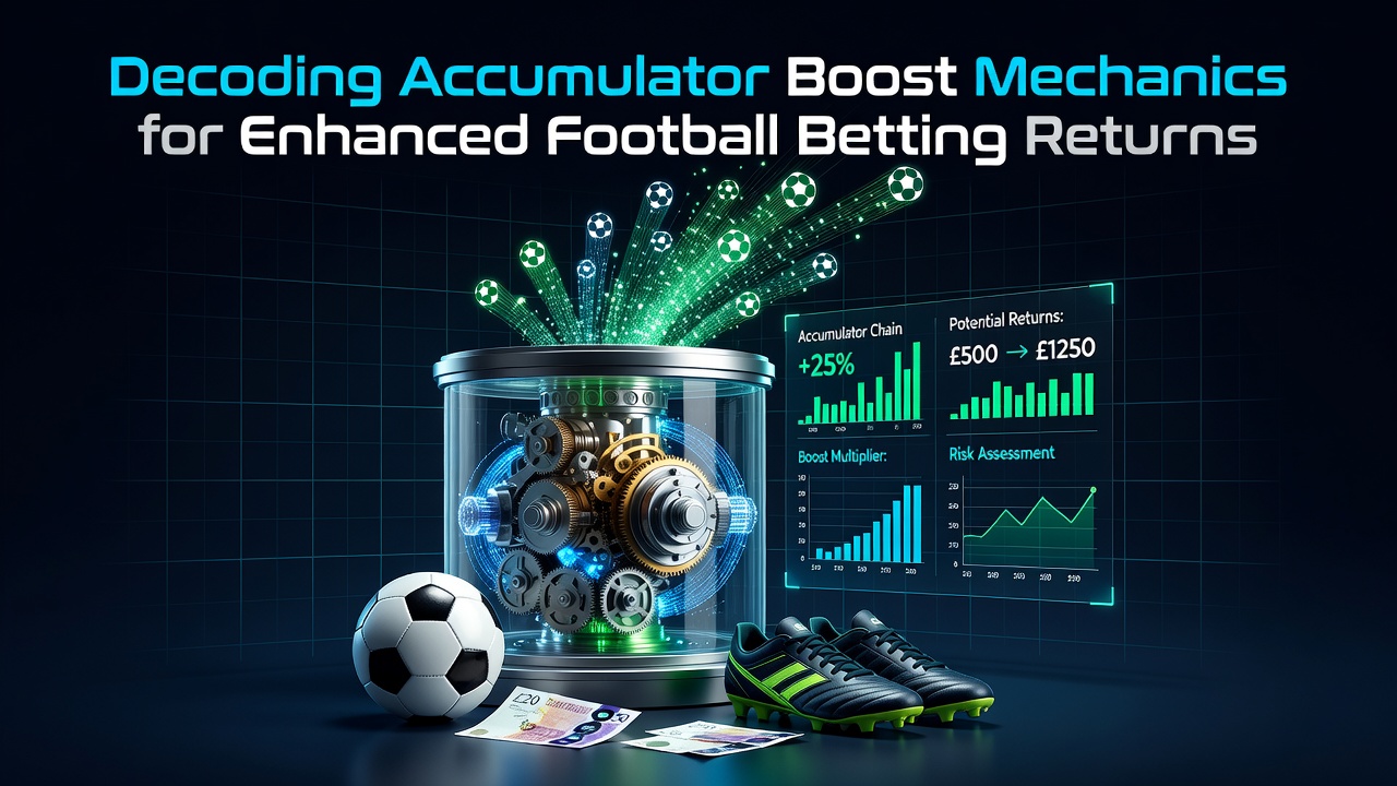 Football accumulator boost mechanics diagram showing multi-leg bet structures and payout enhancements