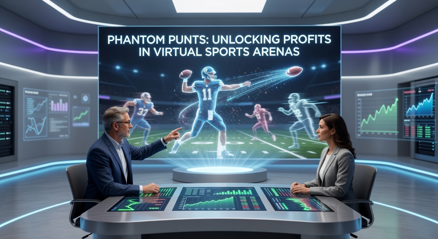 Digital arena displaying simulated football match with betting odds overlay, highlighting virtual sports action